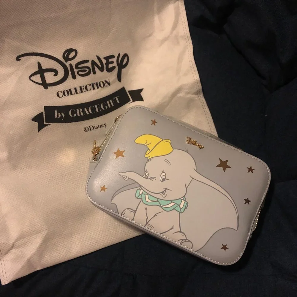 Disney GraceGift Dumbo Crossbody Bag Purse Handbag Blue Grey - NEW - Picture 1 of 5